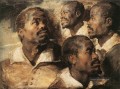 Vier Studien des Kopfes eines Schwarzen Barock Peter Paul Rubens